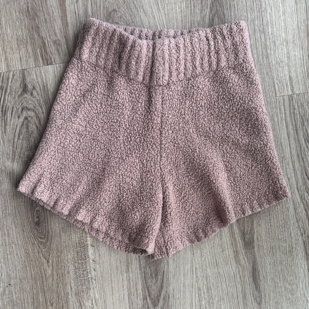 SKIMS High Waist Textured Mauve Sleep Shorts
